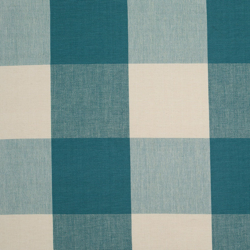 Teal and Cream Buffalo Check Cotton Canvas