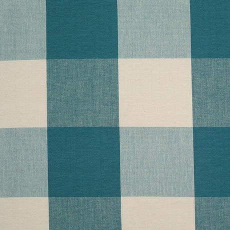 Teal and Cream Buffalo Check Cotton Canvas