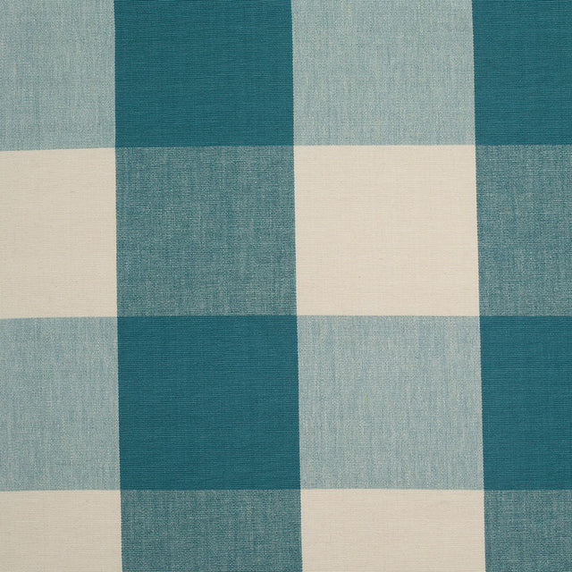 Teal and Cream Buffalo Check Cotton Canvas