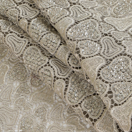 Fancy Beaded Guipure Lace - Dark Silver