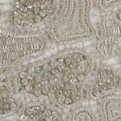 Fancy Beaded Guipure Lace - Dark Silver