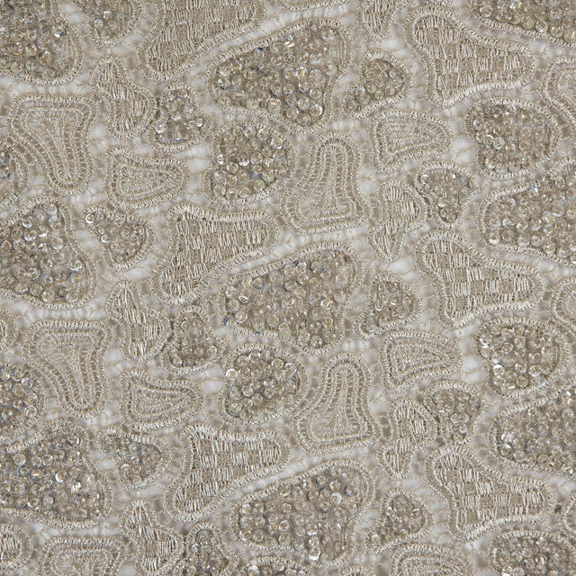 Fancy Beaded Guipure Lace - Dark Silver