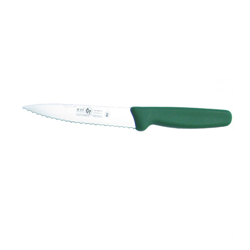 Icel Utility Knife, Wavy Edge, 5-1/2" Blade, Green Plastic Handle