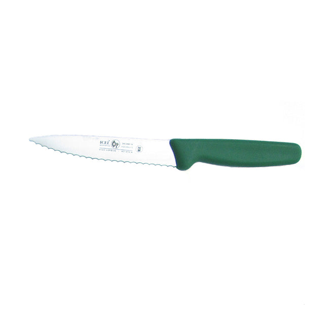 Icel Utility Knife, Wavy Edge, 5-1/2" Blade, Green Plastic Handle