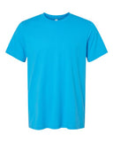 Soft CVC jersey tee in Black Heather, Athletic Heather, Navy Heather, White and Dark Gray cotton-poly blend for casual wear