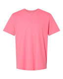 Soft CVC jersey tee in Black Heather, Athletic Heather, Navy Heather, White and Dark Gray cotton-poly blend for casual wear