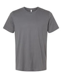 Soft CVC jersey tee in Black Heather, Athletic Heather, Navy Heather, White and Dark Gray cotton-poly blend for casual wear