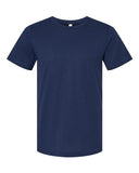 Soft CVC jersey tee in Black Heather, Athletic Heather, Navy Heather, White and Dark Gray cotton-poly blend for casual wear