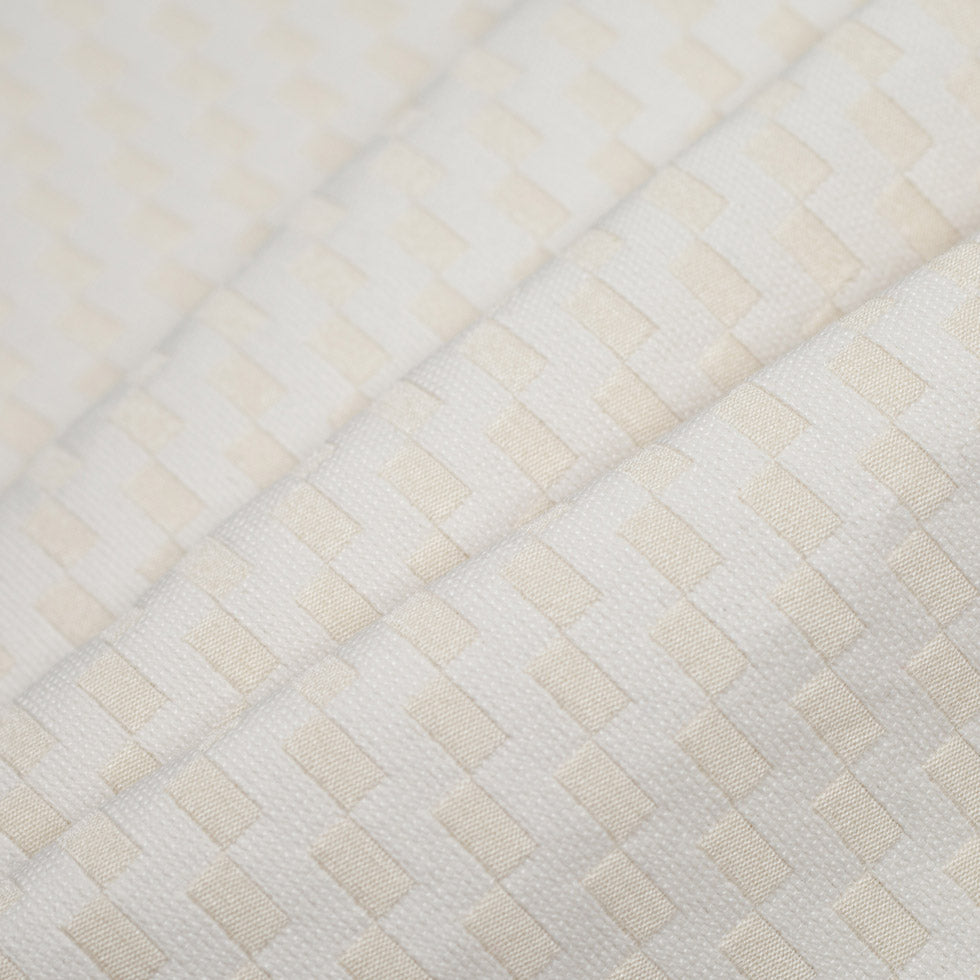 Ecru Rectangle Checkerboard Woven Cotton