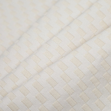 Ecru Rectangle Checkerboard Woven Cotton