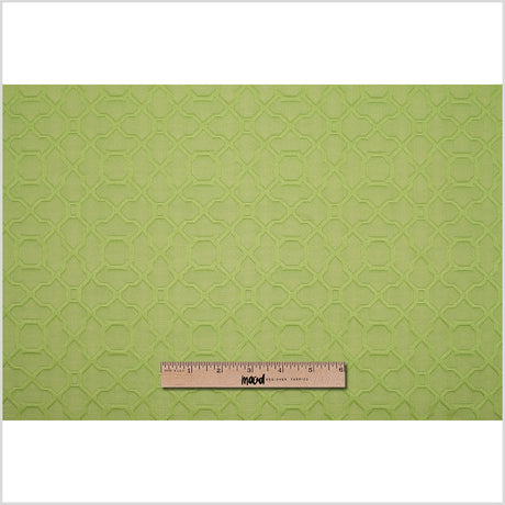 Lime Raised Lattice Pattern Cotton Woven