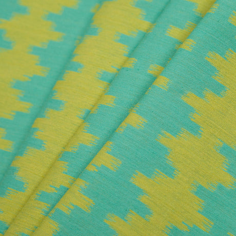 Jade/Lime Ikat-Like Stripes Lightweight Cotton Woven