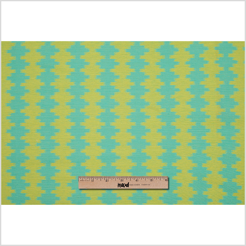 Jade/Lime Ikat-Like Stripes Lightweight Cotton Woven