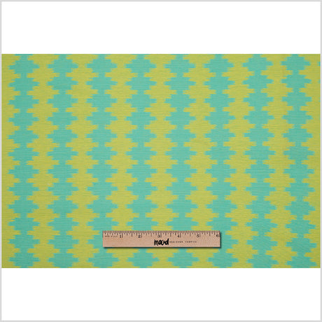 Jade/Lime Ikat-Like Stripes Lightweight Cotton Woven