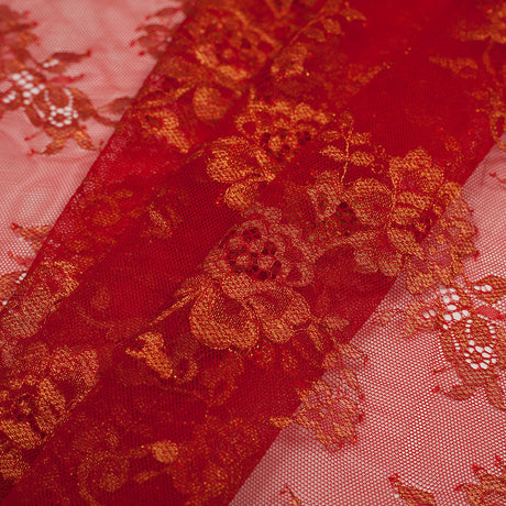 Floral Lace - Red and Metalic Gold