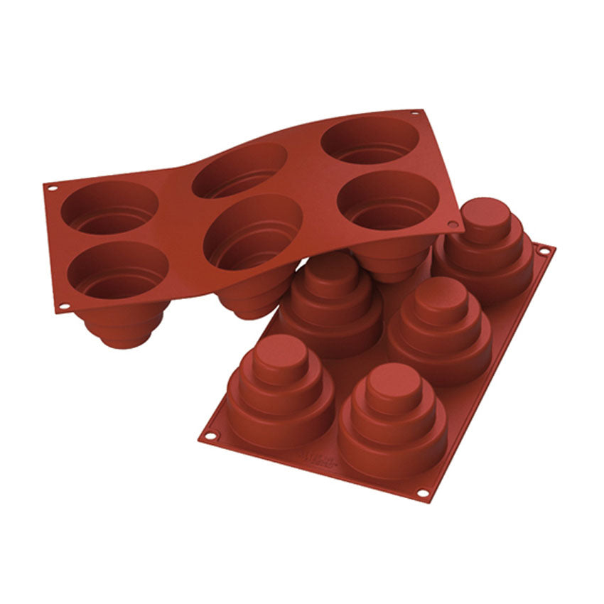 Silikomart Silicone Bake Mold Tiered Cake 6.0 Oz, 2.95" x 2.36" High, 6 Cavities