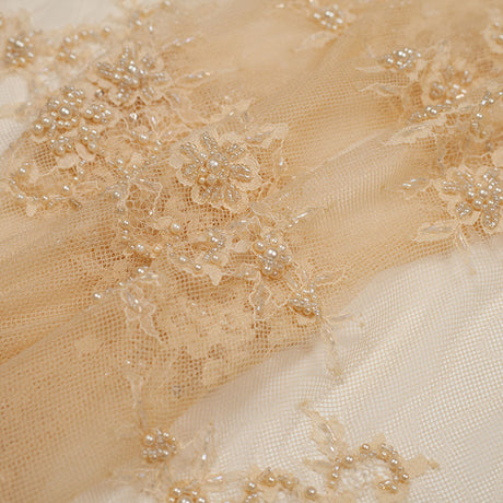 Beaded Lace - Beige Floral