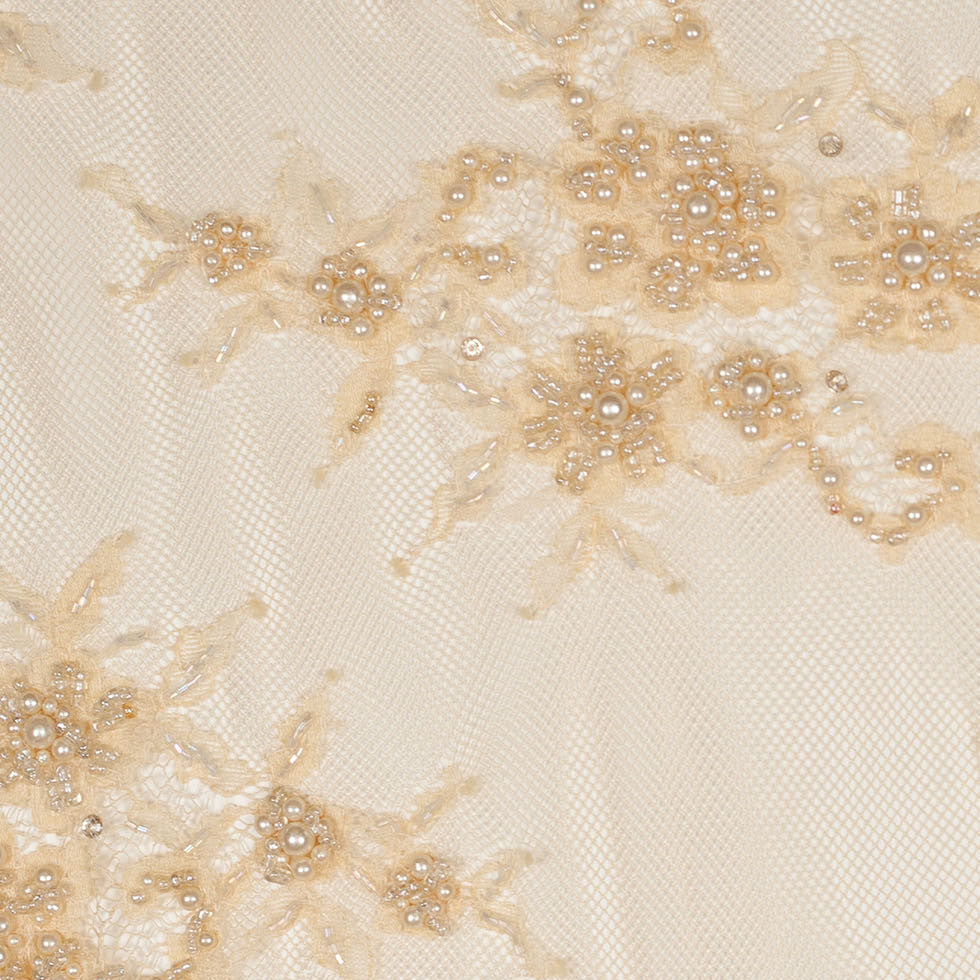 Beaded Lace - Beige Floral