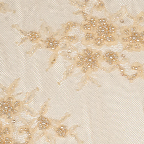 Beaded Lace - Beige Floral