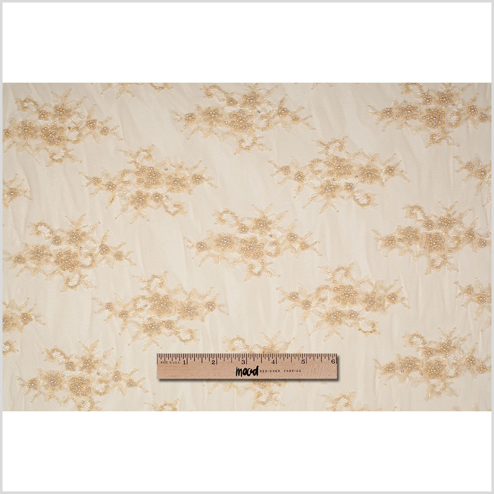 Beaded Lace - Beige Floral