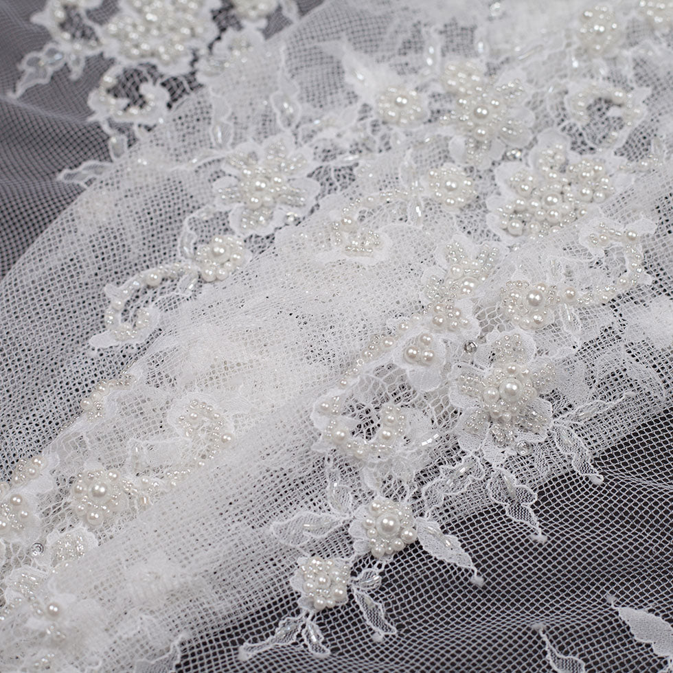 Beaded Lace - Bright White Floral