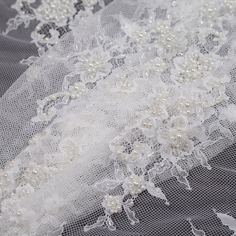 Beaded Lace - Bright White Floral