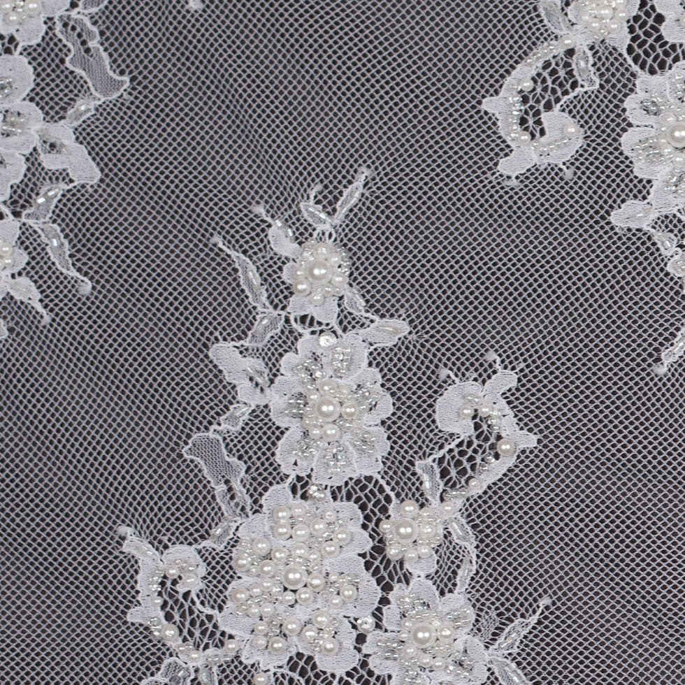 Beaded Lace - Bright White Floral