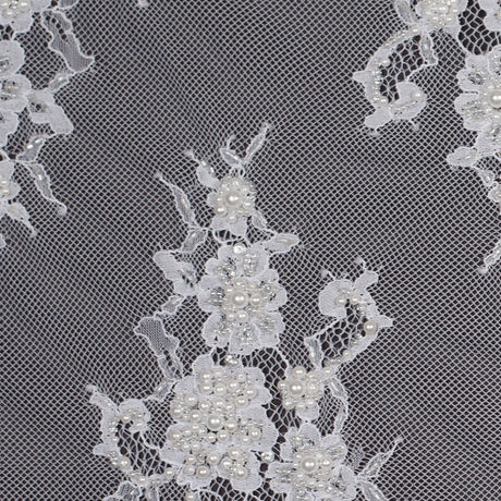 Beaded Lace - Bright White Floral