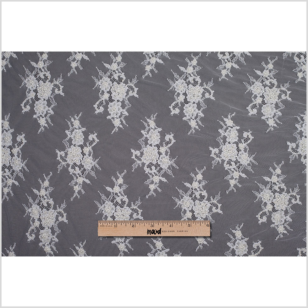 Beaded Lace - Bright White Floral