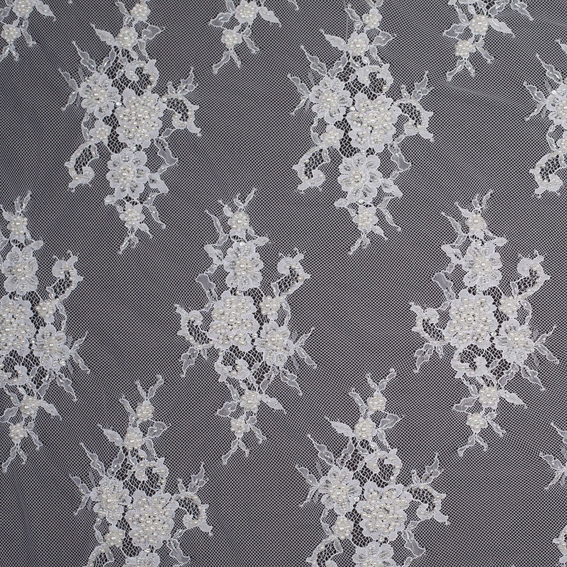 Beaded Lace - Bright White Floral