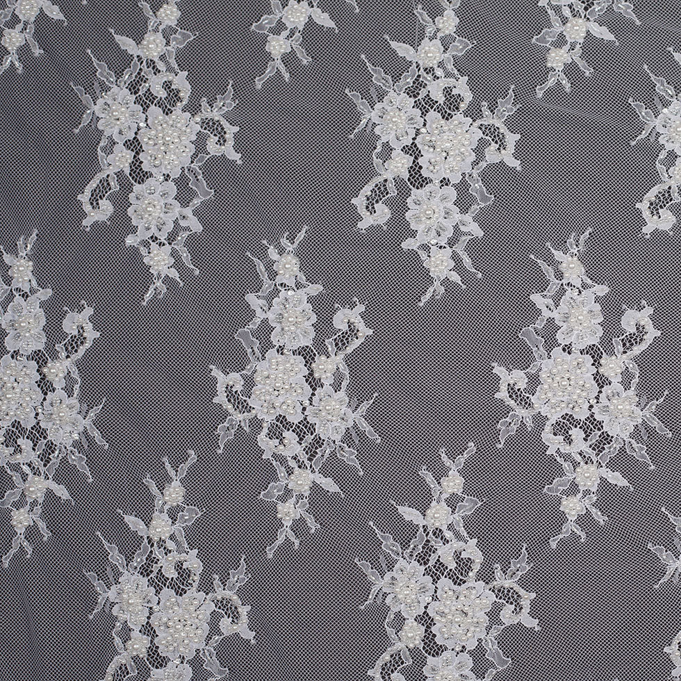 Beaded Lace - Bright White Floral