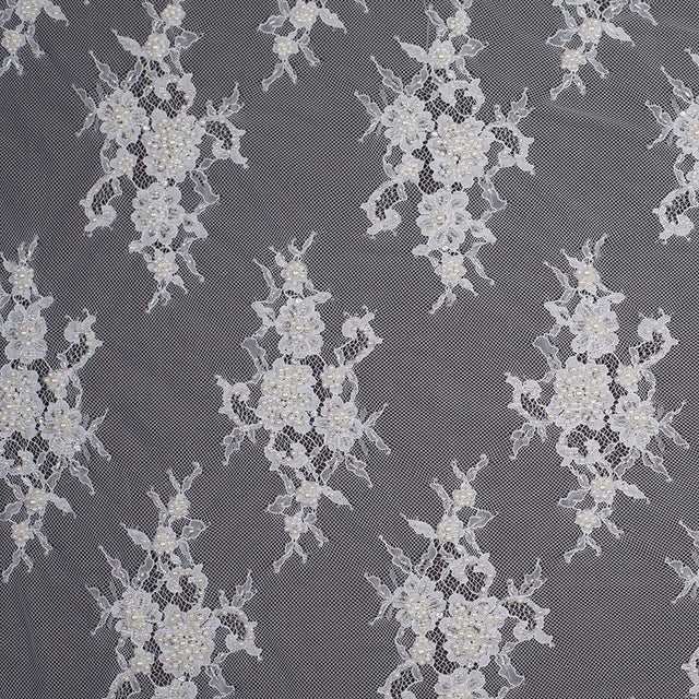 Beaded Lace - Bright White Floral