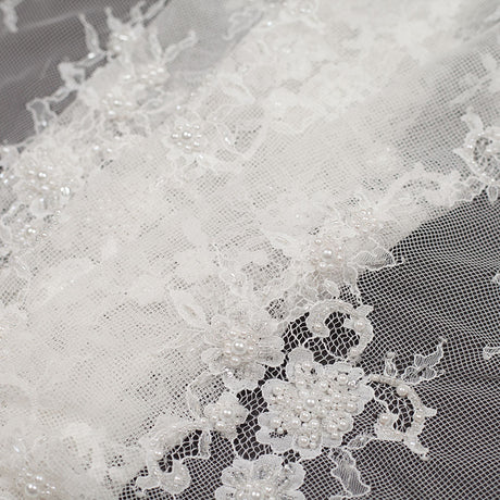 Beaded Lace - Off-White Floral