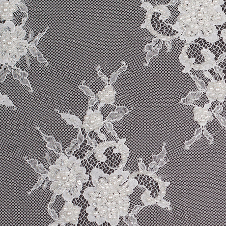 Beaded Lace - Off-White Floral
