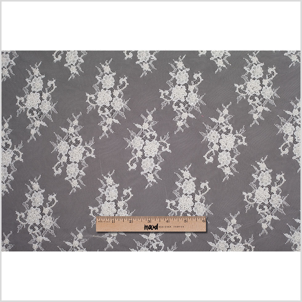 Beaded Lace - Off-White Floral