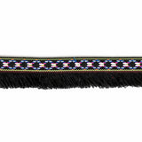 Multicolored and Black Tribal Brushed Fringe Trim - 1.125"