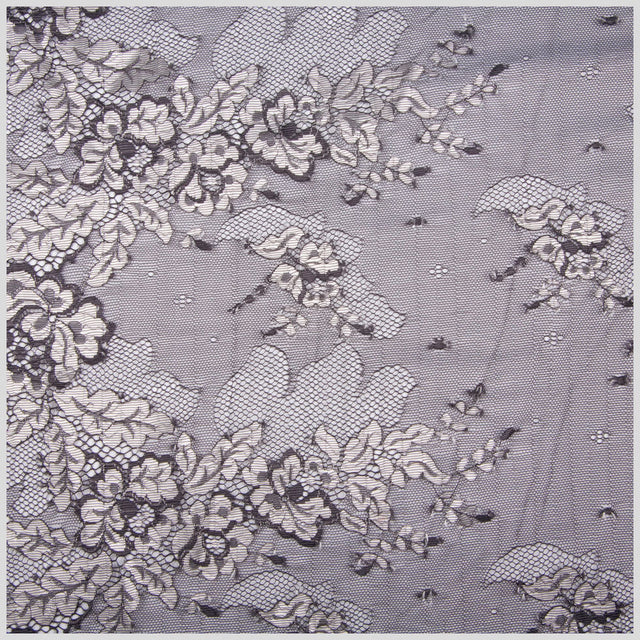 14" Black Floral Lace