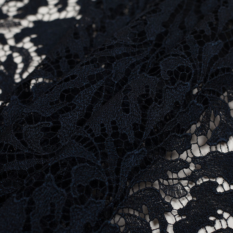 Black Iris Floral Re-embroidered Lace