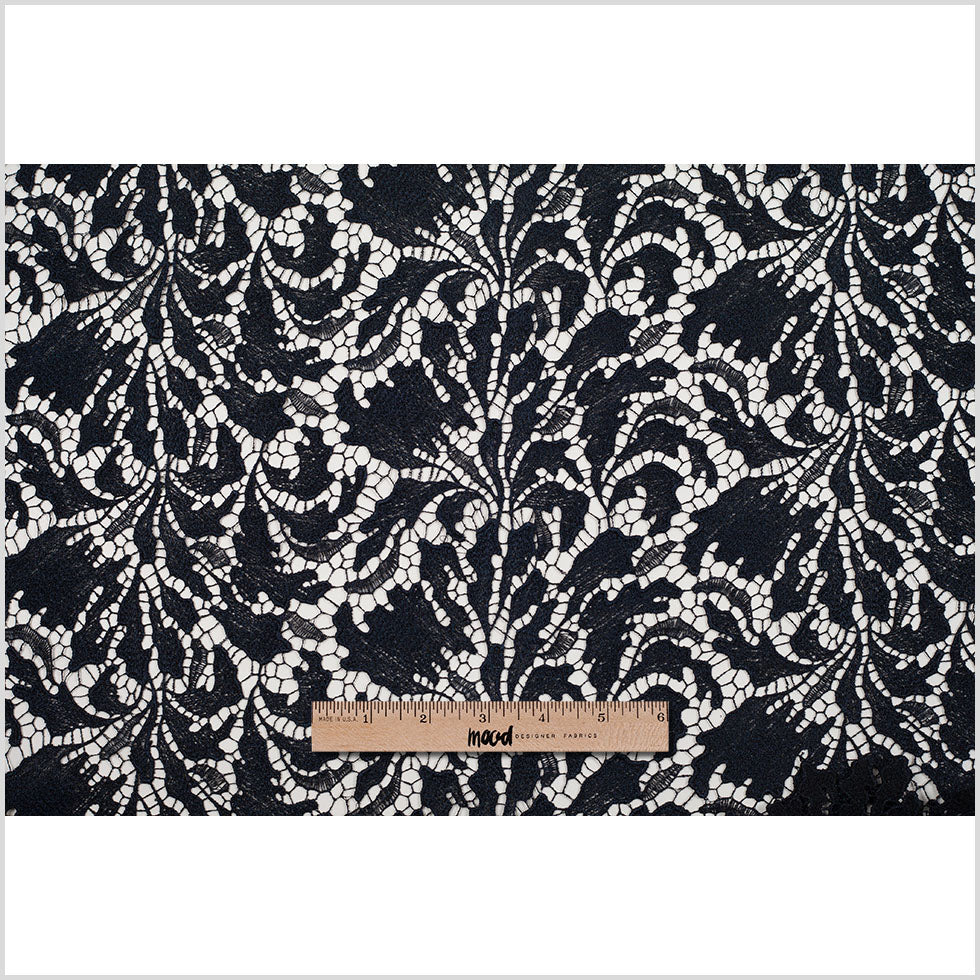 Black Iris Floral Re-embroidered Lace