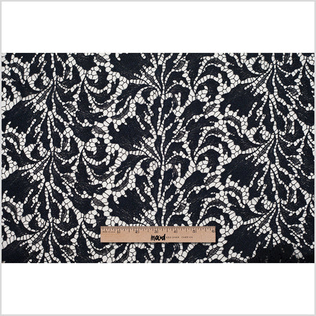 Black Iris Floral Re-embroidered Lace