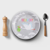 8 Ct.Bundle of Joy Stork Baby Shower Paper Dinner Disposable Plates 9"