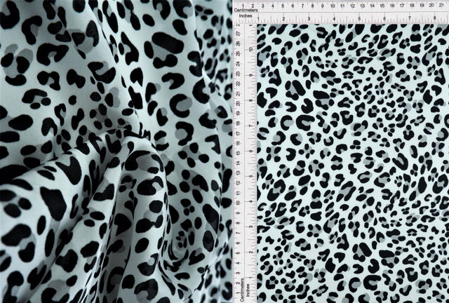 Animal Print Shiny Satin Fabric Grey