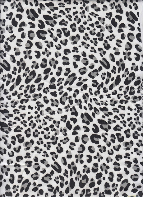 Animal Print Shiny Satin Fabric Grey