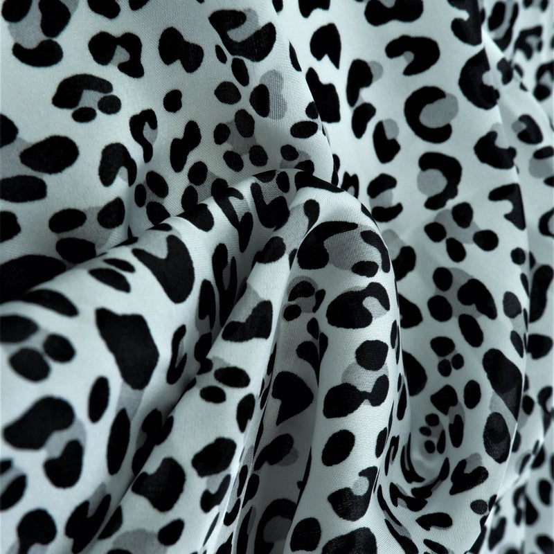 1 Yard Shiny Polyester Satin Grey Animal Print, 57/58'' Wide Fabric