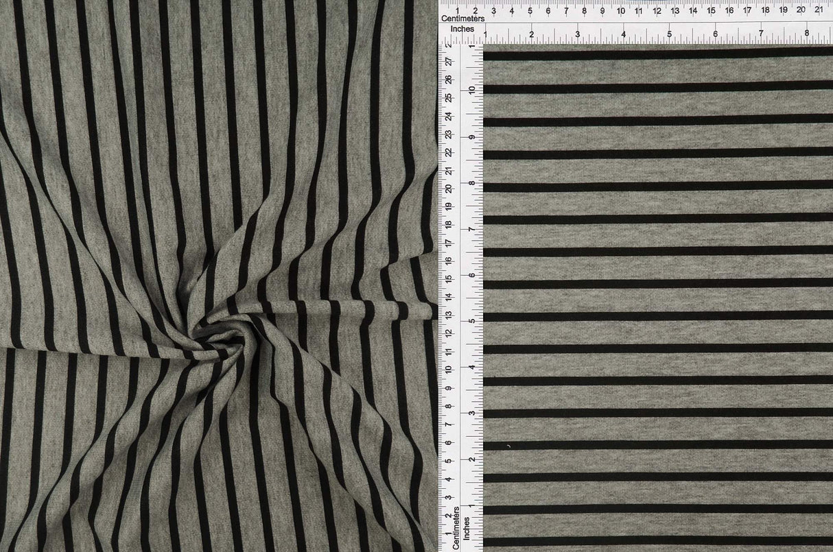 1 Yard French Terry Stripe Knit Fabric 200 GSM, 58/60? Wide Polyester Rayon Spandex Blend