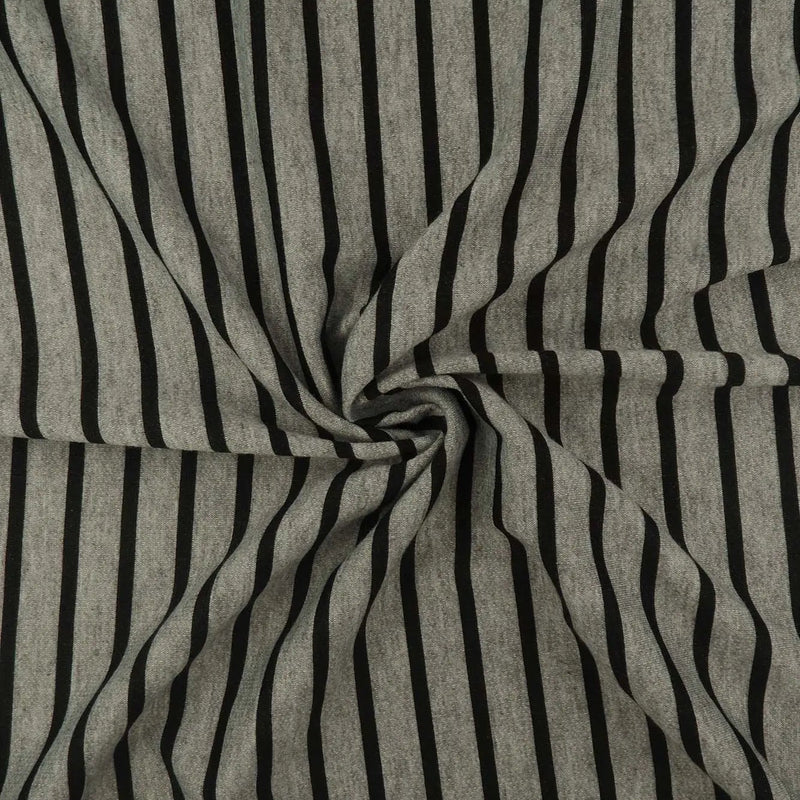 1 Yard French Terry Stripe Print Knit Fabric, 58/60'' Wide Poly Rayon Spandex Blend