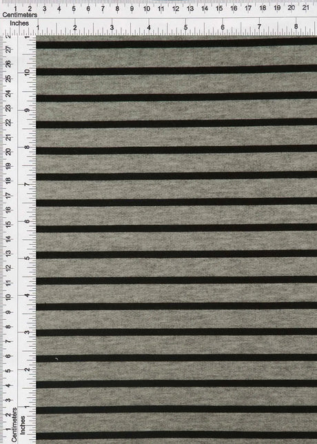 1 Yard French Terry Stripe Print Knit Fabric, 58/60'' Wide Poly Rayon Spandex Blend