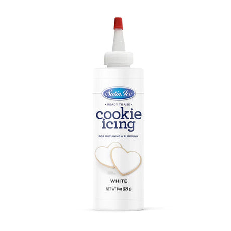 Cookie Icing Satin Ice Royal Icing Ready to Use Bottle Drys Hard - 8oz Bottle White