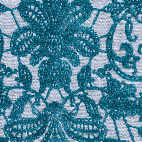 Turquoise Polyester-Viscose Embroidered Woven