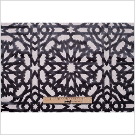 Gunmetal Geometric Polyester-Acrylic-Flax Flocked Chenille